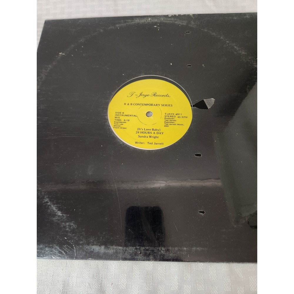 Sandra Wright 24 Hours A Day 12" Vinyl Single T-Jaye Records 45 RPM R&B Soul